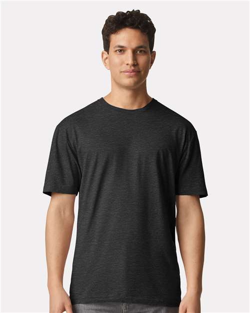 Gildan 3000 Heather Dark Grey — on model front