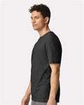 Gildan 3000 Heather Dark Grey — on model side