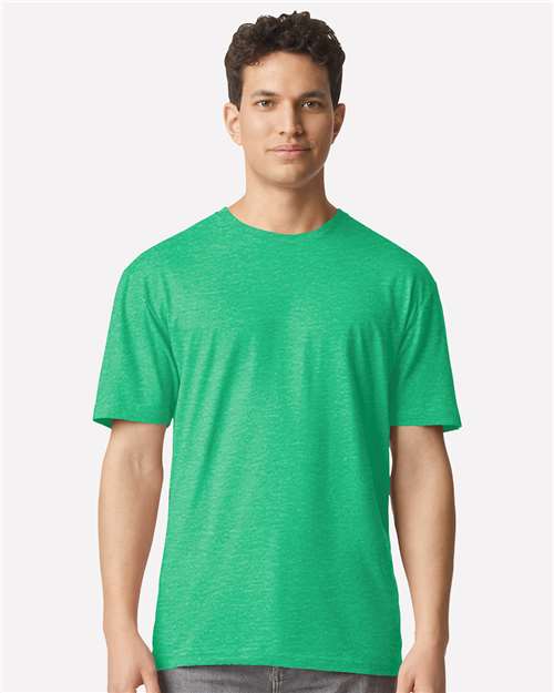 Gildan 3000 Heather Irish Green — on model front