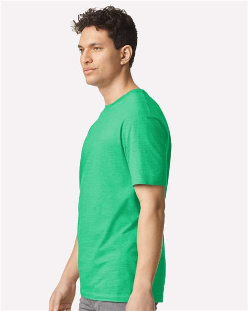 Gildan 3000 Heather Irish Green — on model side