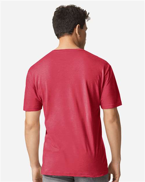 Gildan 3000 Heather Red — on model back