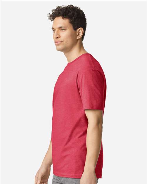 Gildan 3000 Heather Red — on model side
