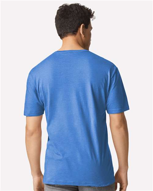 Gildan 3000 Heather Royal — on model back