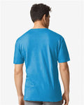 Gildan 3000 Heather Sapphire — on model back