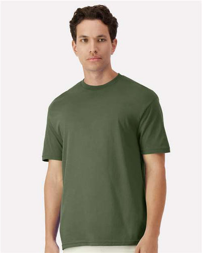 Gildan 3000 Military Green — on model front