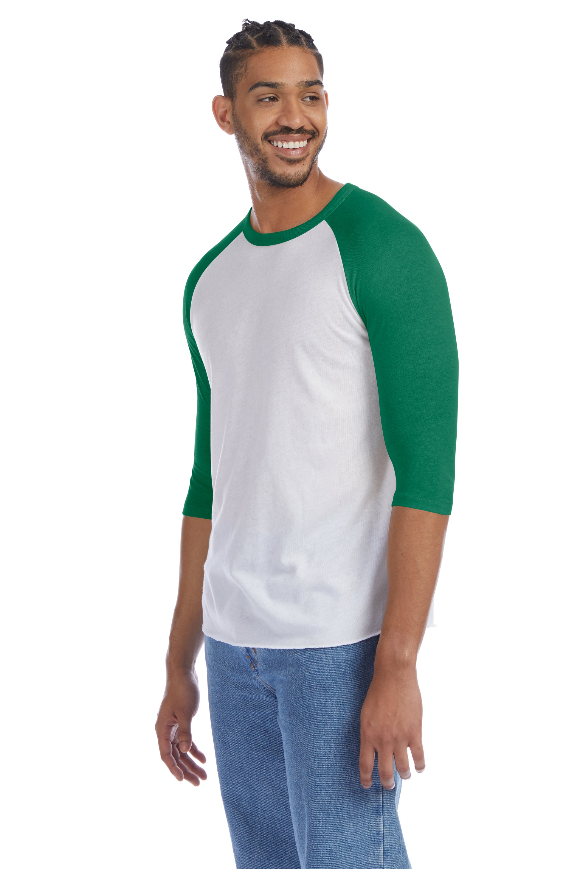 Men's Vintage Keeper Baseball T-Shirt - White / Green