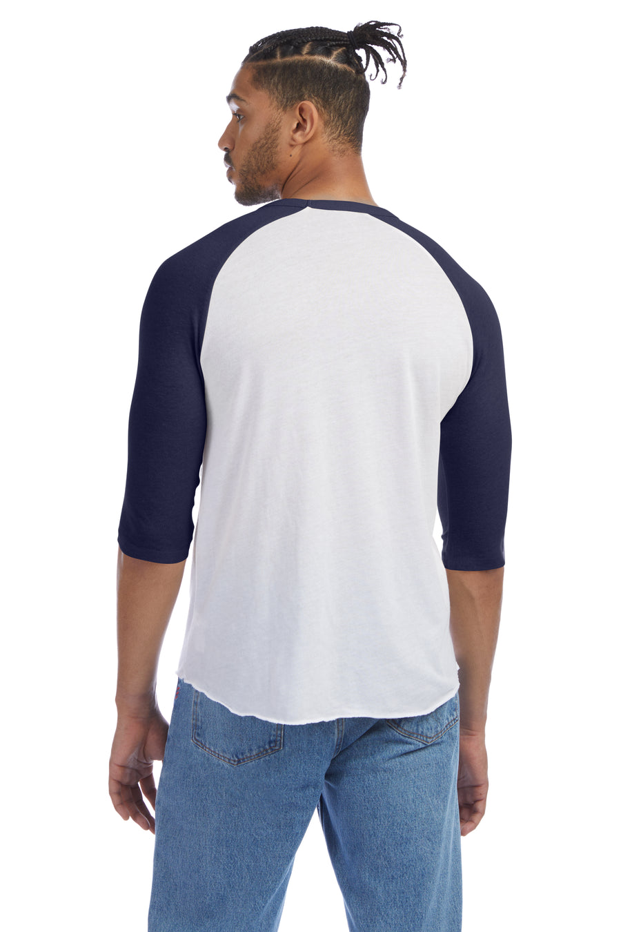 Men's Vintage Keeper Baseball T-Shirt - White / Navy