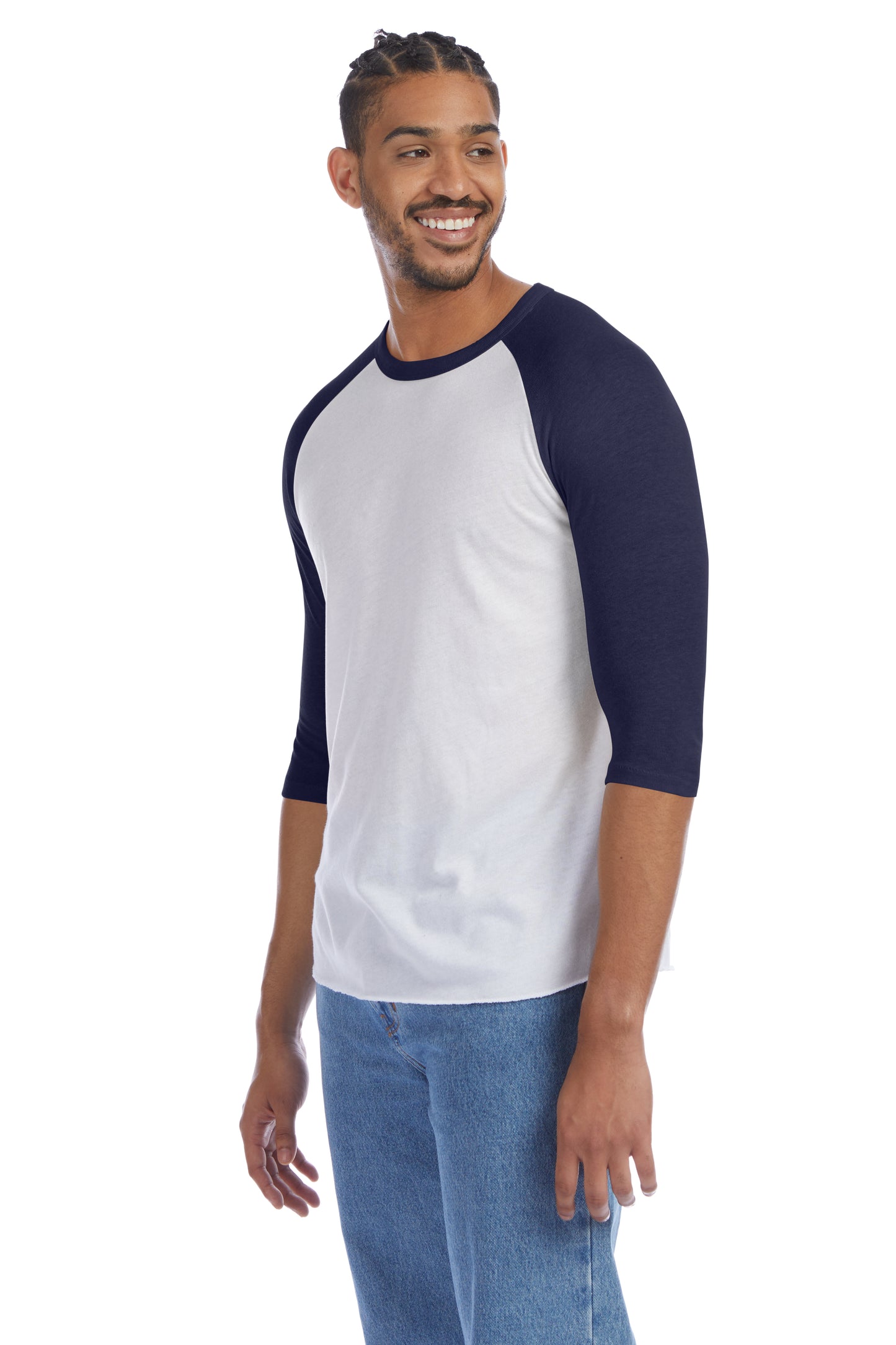 Men's Vintage Keeper Baseball T-Shirt - White / Navy