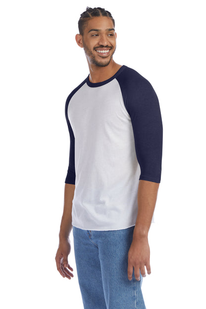 Men's Vintage Keeper Baseball T-Shirt - White / Navy
