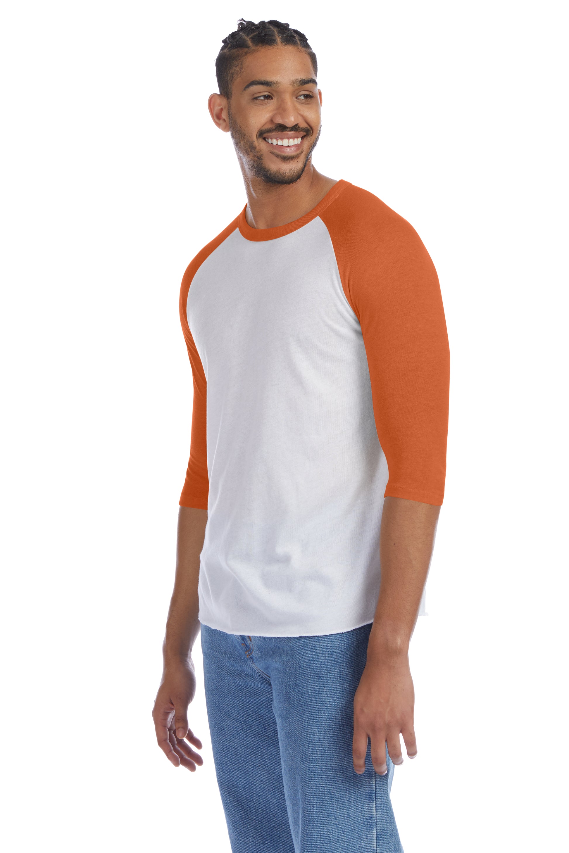 Men's Vintage Keeper Baseball T-Shirt - White / Sthrn Orange