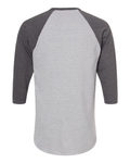 Unisex Fine Jersey Raglan Tee - Heather Gray / Heather Charcoal