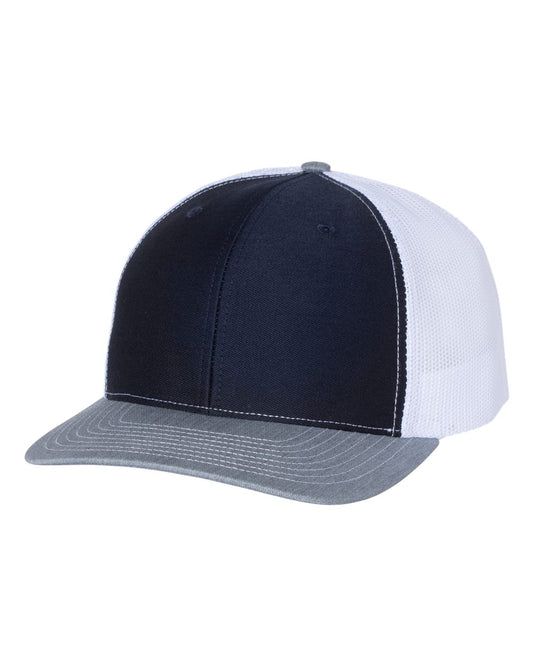 Snapback Trucker Cap - Navy / White / Heather Gray