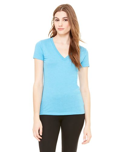 Women's Triblend Short-Sleeve Deep V-Neck T-Shirt - Aqua Triblend