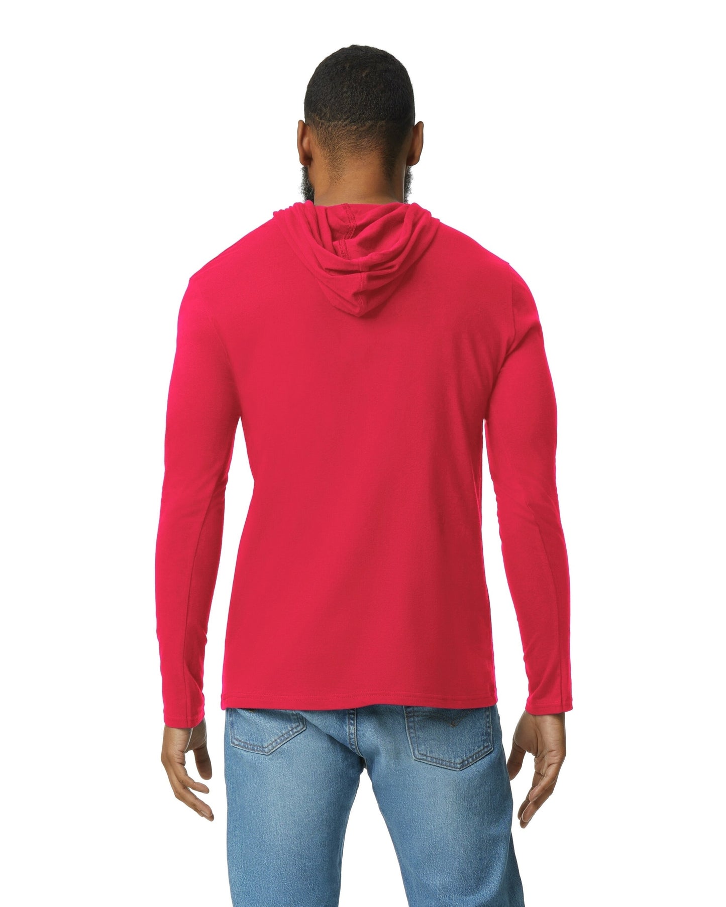 Unisex Lightweight Long-Sleeve Hooded T-Shirt - Red / Dark Gray