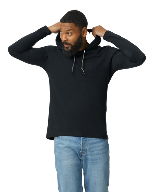 Unisex Lightweight Long-Sleeve Hooded T-Shirt - Black / Dark Gray