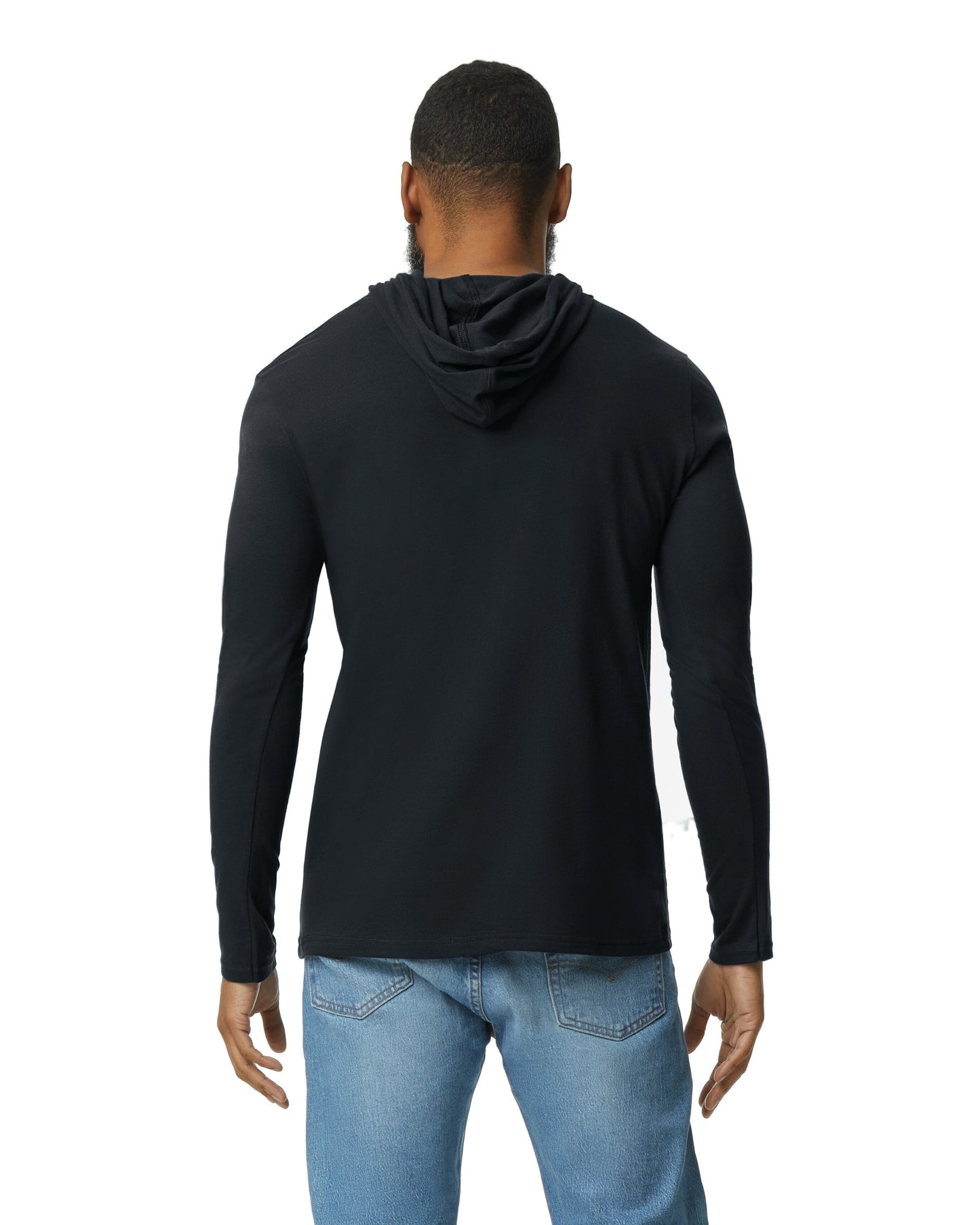 Unisex Lightweight Long-Sleeve Hooded T-Shirt - Black / Dark Gray