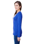 Women's Long Sleeve Fine Jersey Lace-Up T-Shirt - Vintage Royal / White