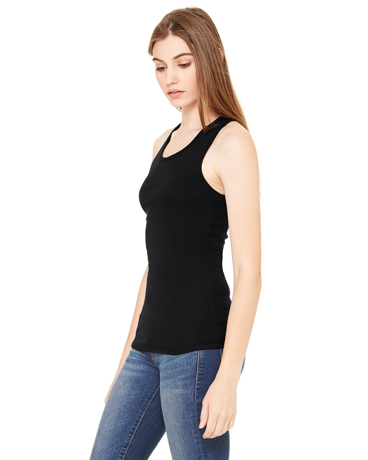 Women's Sheer Mini Rib Racerback Tank - Black