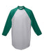 Augusta Sportswear 4421 - Youth Three-Quarter Sleeve Baseball Jersey - Athletic Heather / Dr Green