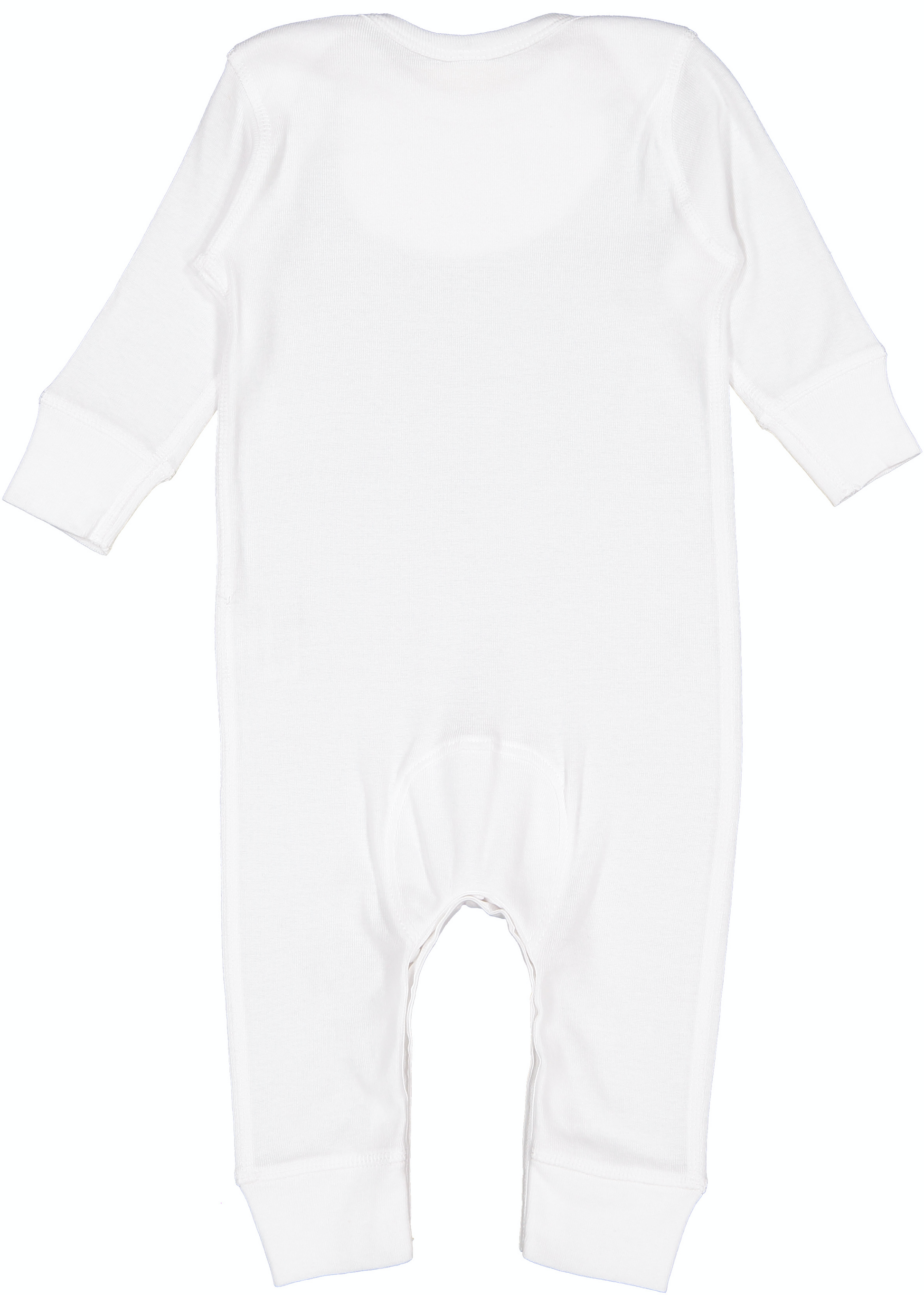 Infant Long-Sleeve Baby Rib Coverall - White