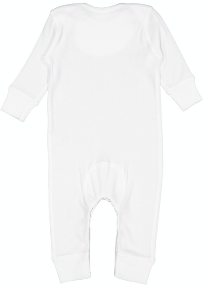 Infant Long-Sleeve Baby Rib Coverall - White