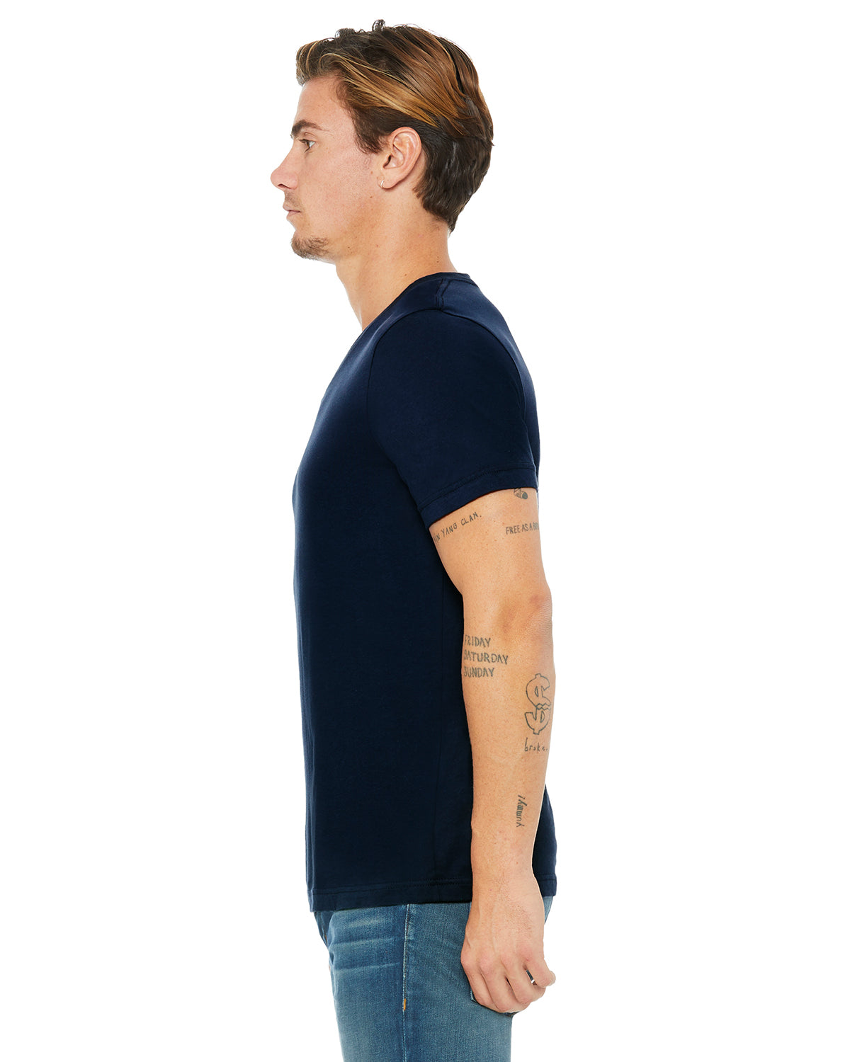 Unisex Jersey Short-Sleeve V-Neck T-Shirt - Navy