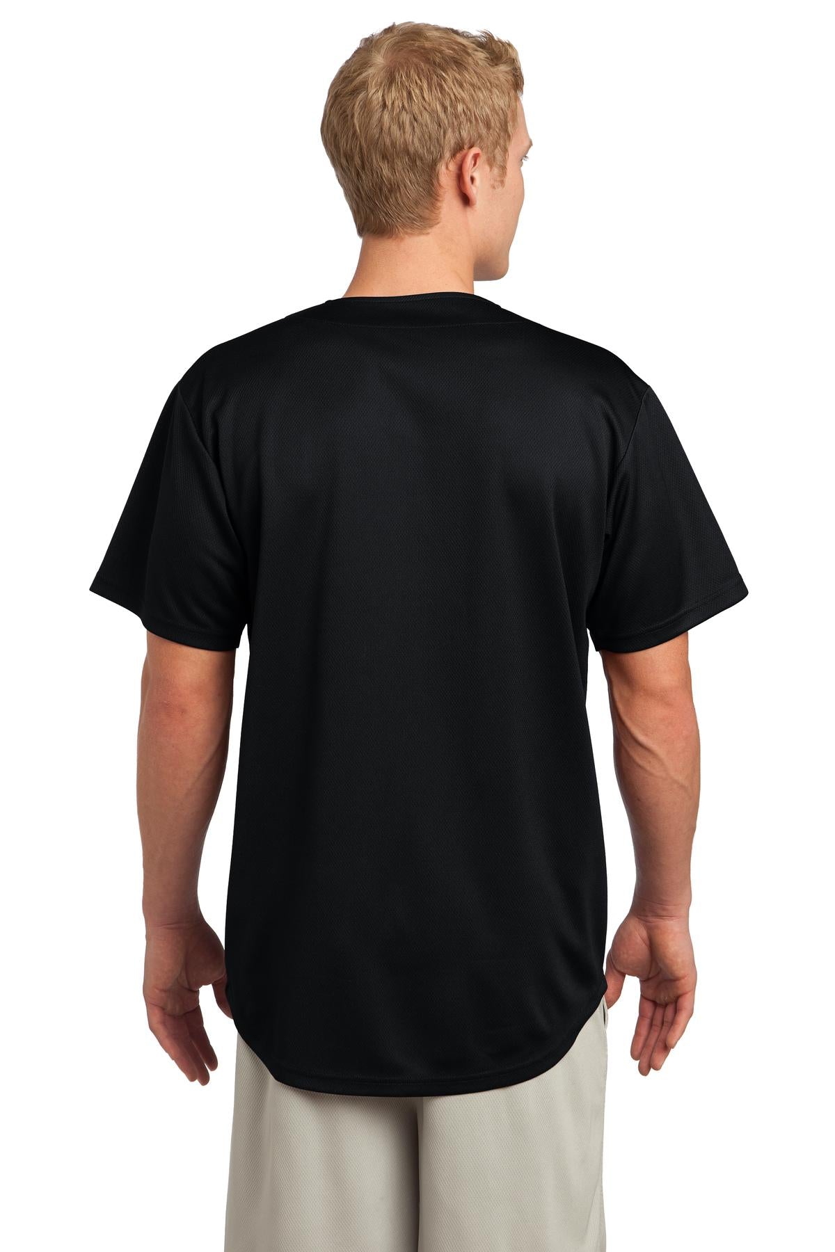 Unisex PosiCharge Tough Mesh Full-Button Jersey - Black