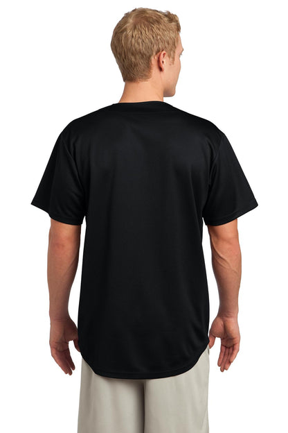 Unisex PosiCharge Tough Mesh Full-Button Jersey - Black