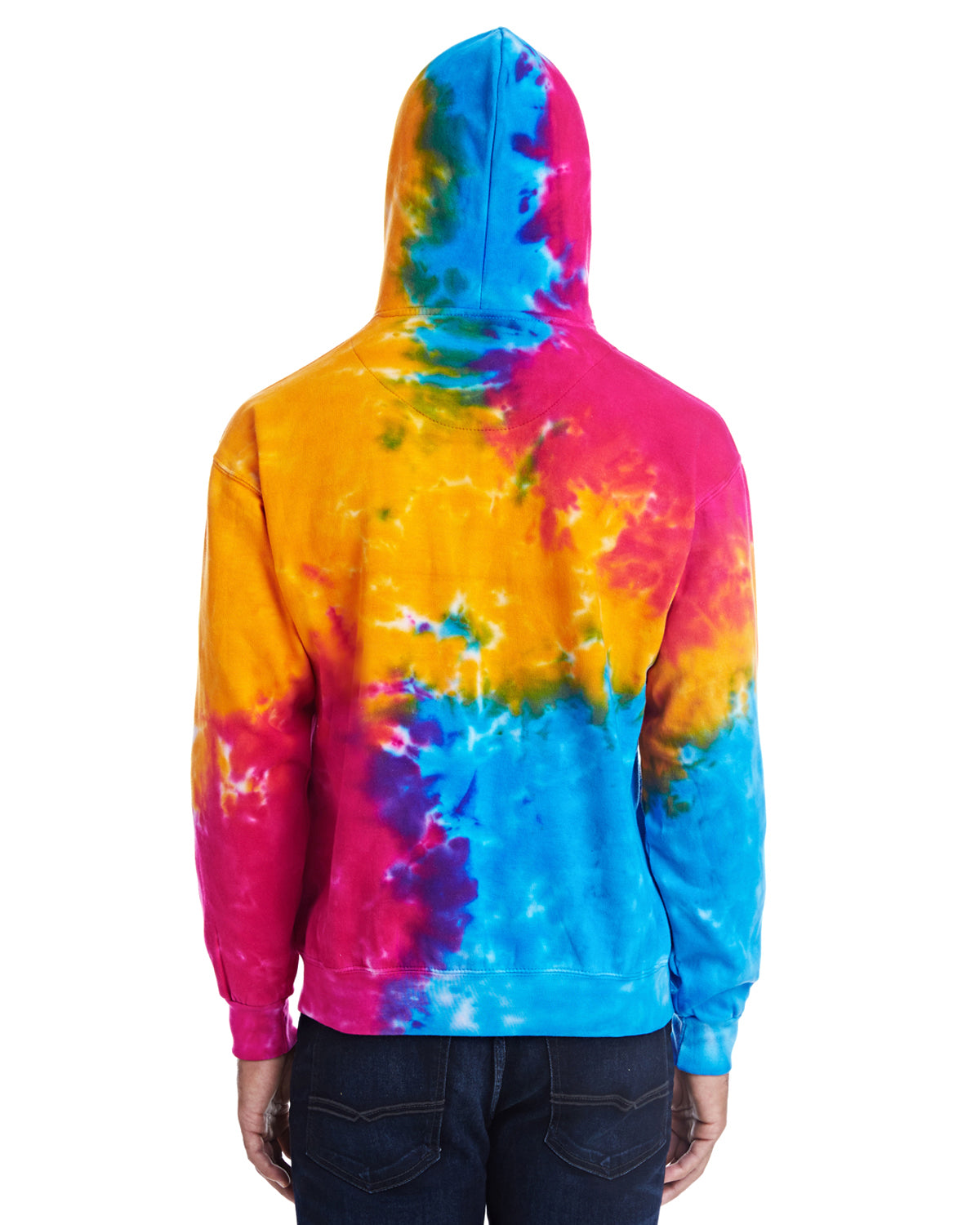 Unisex Tie-Dyed Pullover Hoodie - Rainbow Mix