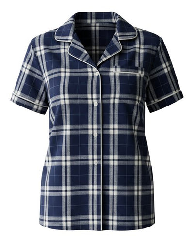 Boxercraft BW7101 Navy/ Silver Plaid — front