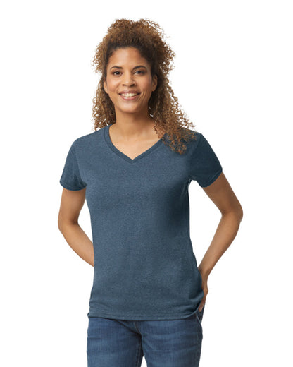 Women's Heavy Cotton™ V-Neck T-Shirt - Heather Navy
