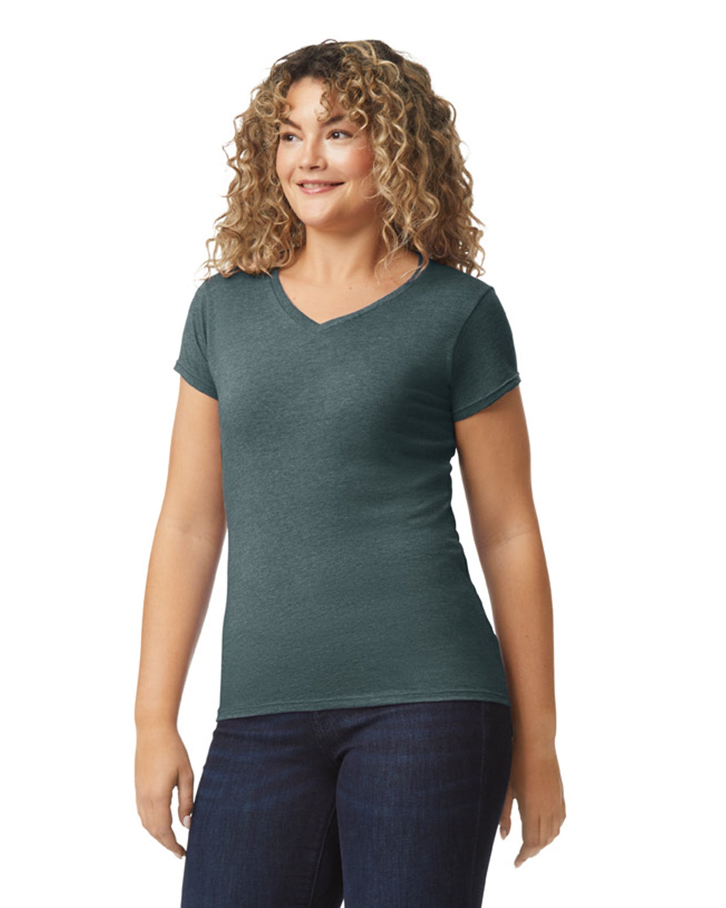 Women's SoftStyle® Fitted V-Neck T-Shirt - Dark Heather