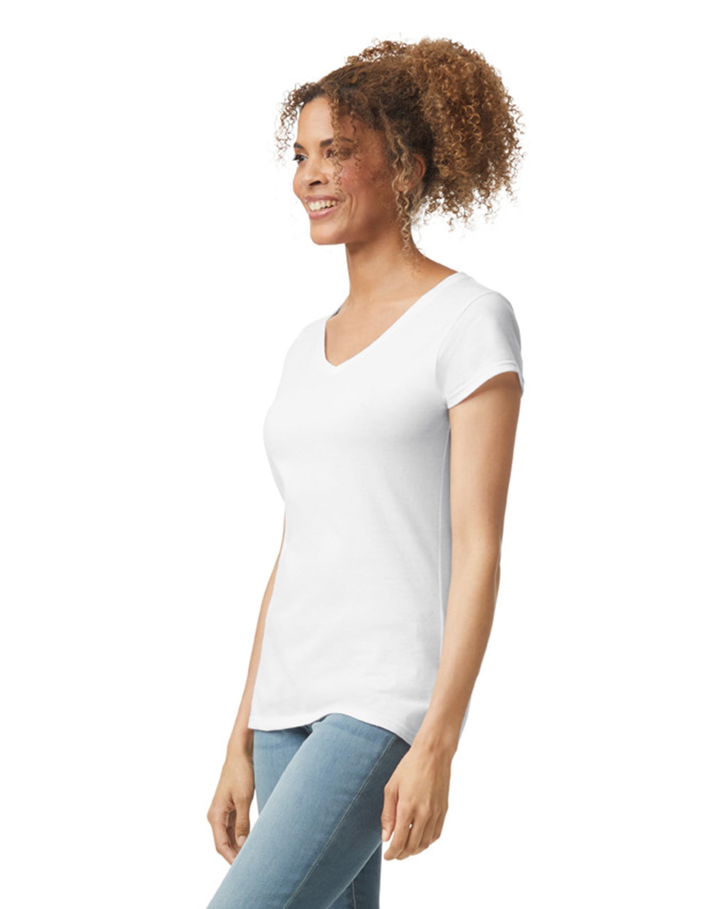 Women's SoftStyle® Fitted V-Neck T-Shirt - White