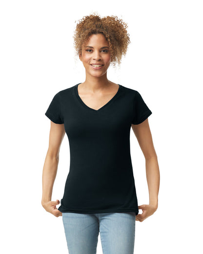 Women's SoftStyle® Fitted V-Neck T-Shirt - Black