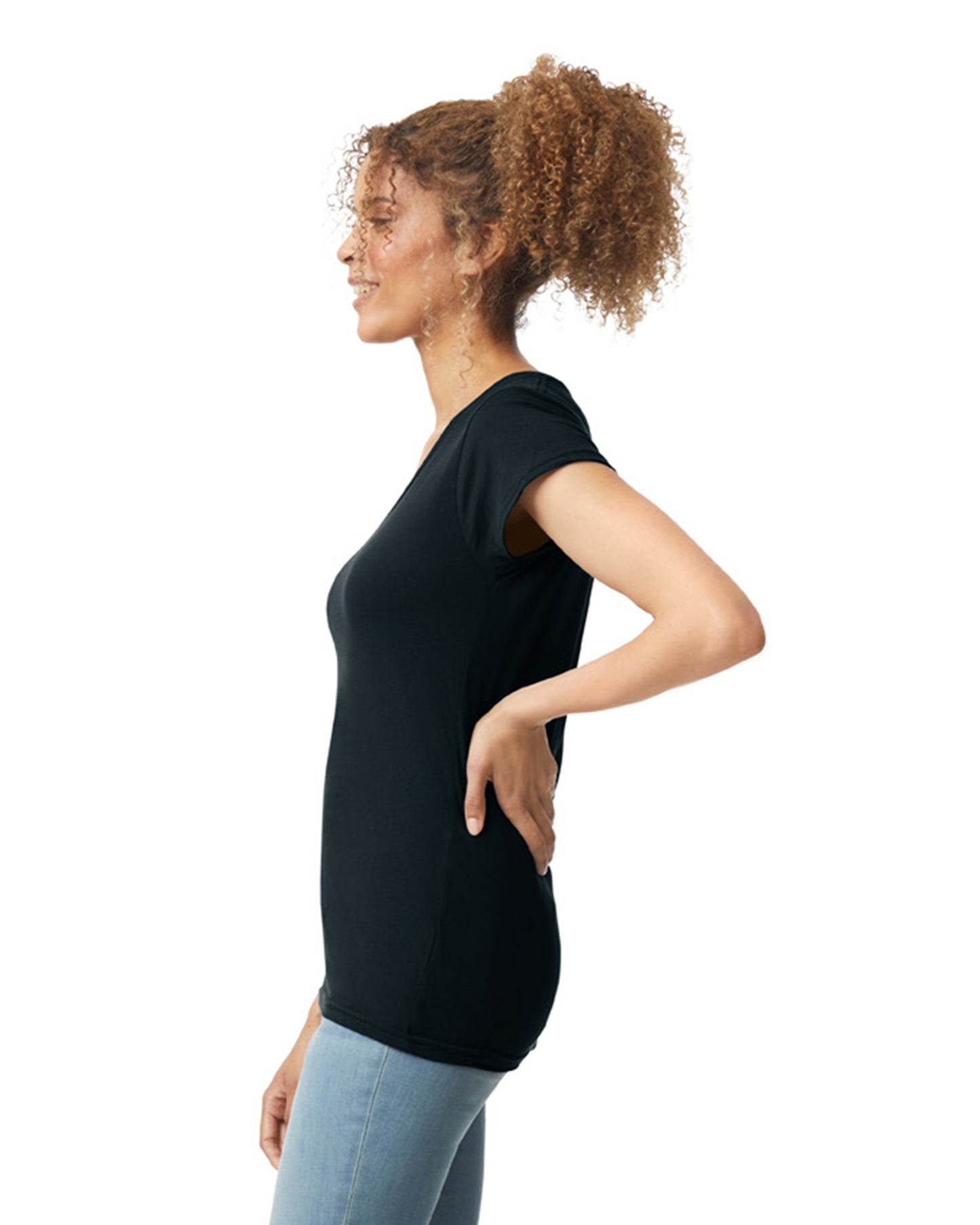 Women's SoftStyle® Fitted V-Neck T-Shirt - Black