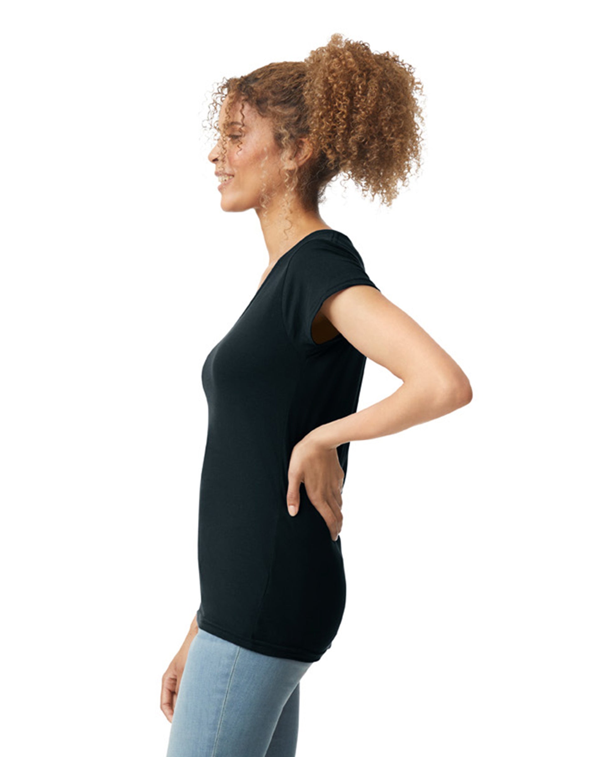 Women's SoftStyle® Fitted V-Neck T-Shirt - Black