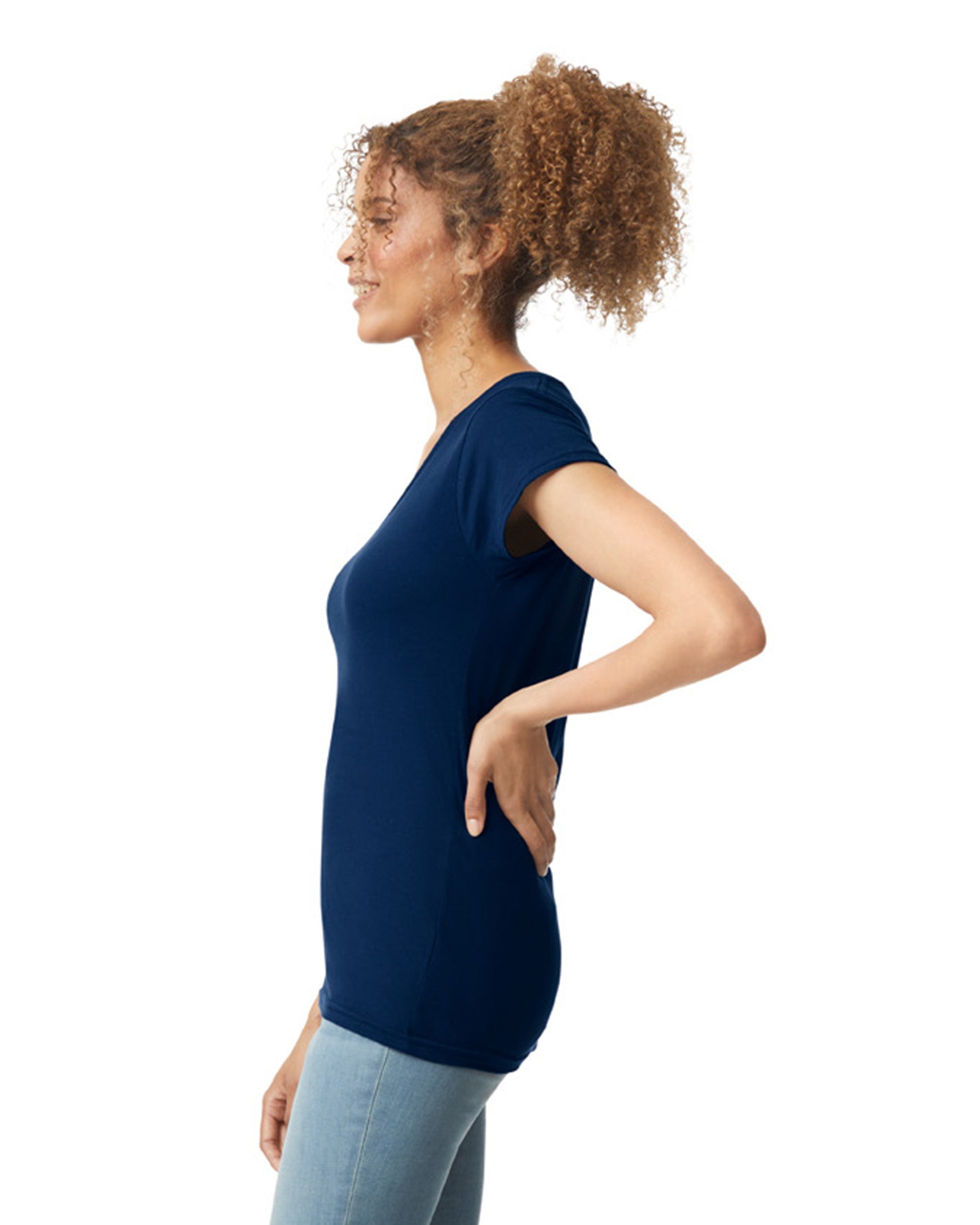 Women's SoftStyle® Fitted V-Neck T-Shirt - Navy
