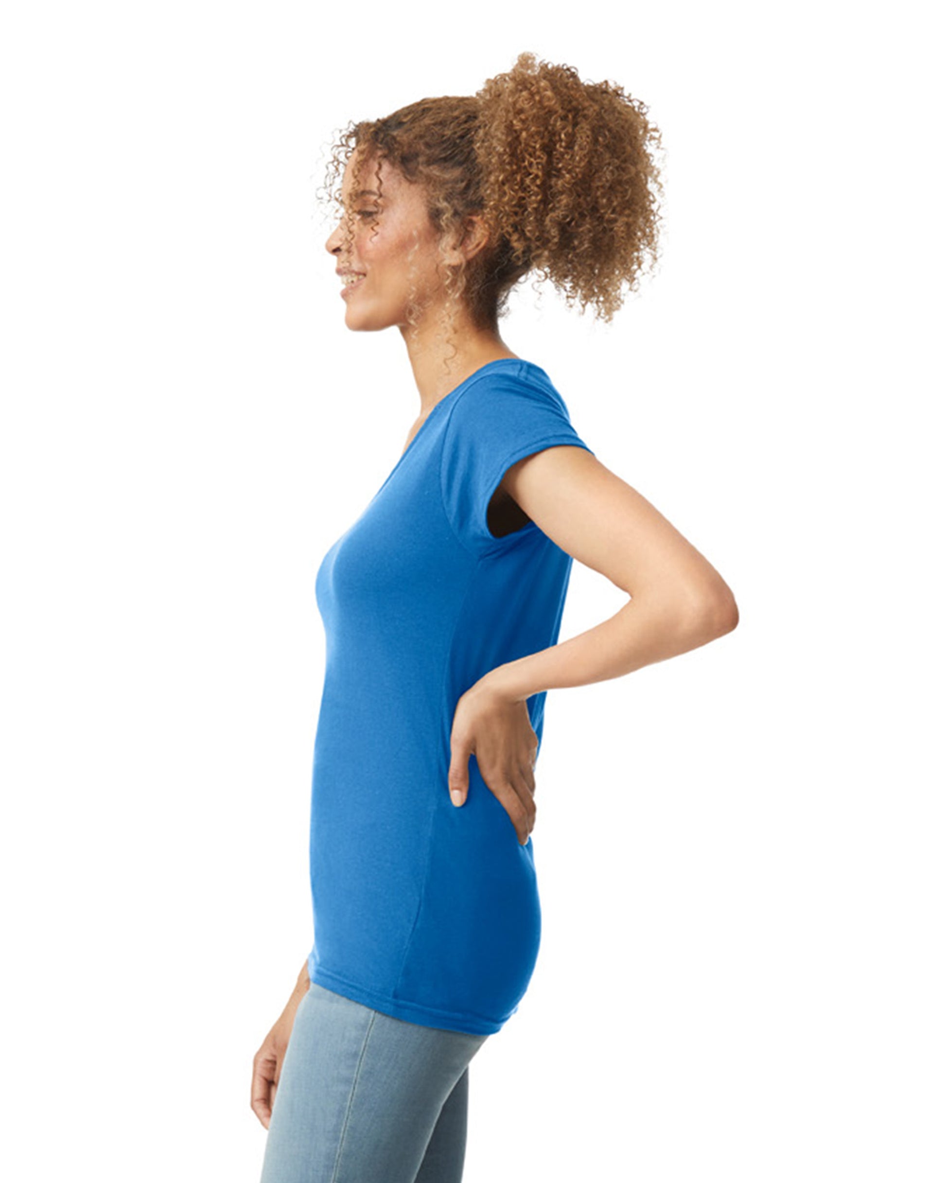 Women's SoftStyle® Fitted V-Neck T-Shirt - Royal Blue
