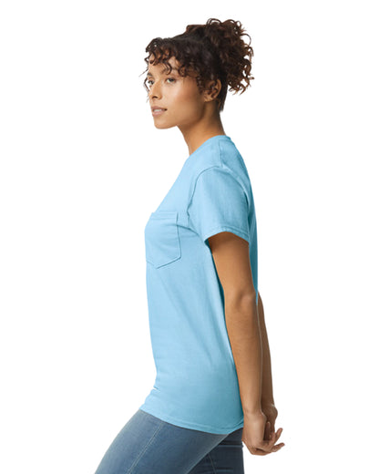 Unisex Ultra Cotton® Pocket T-Shirt - Light Blue
