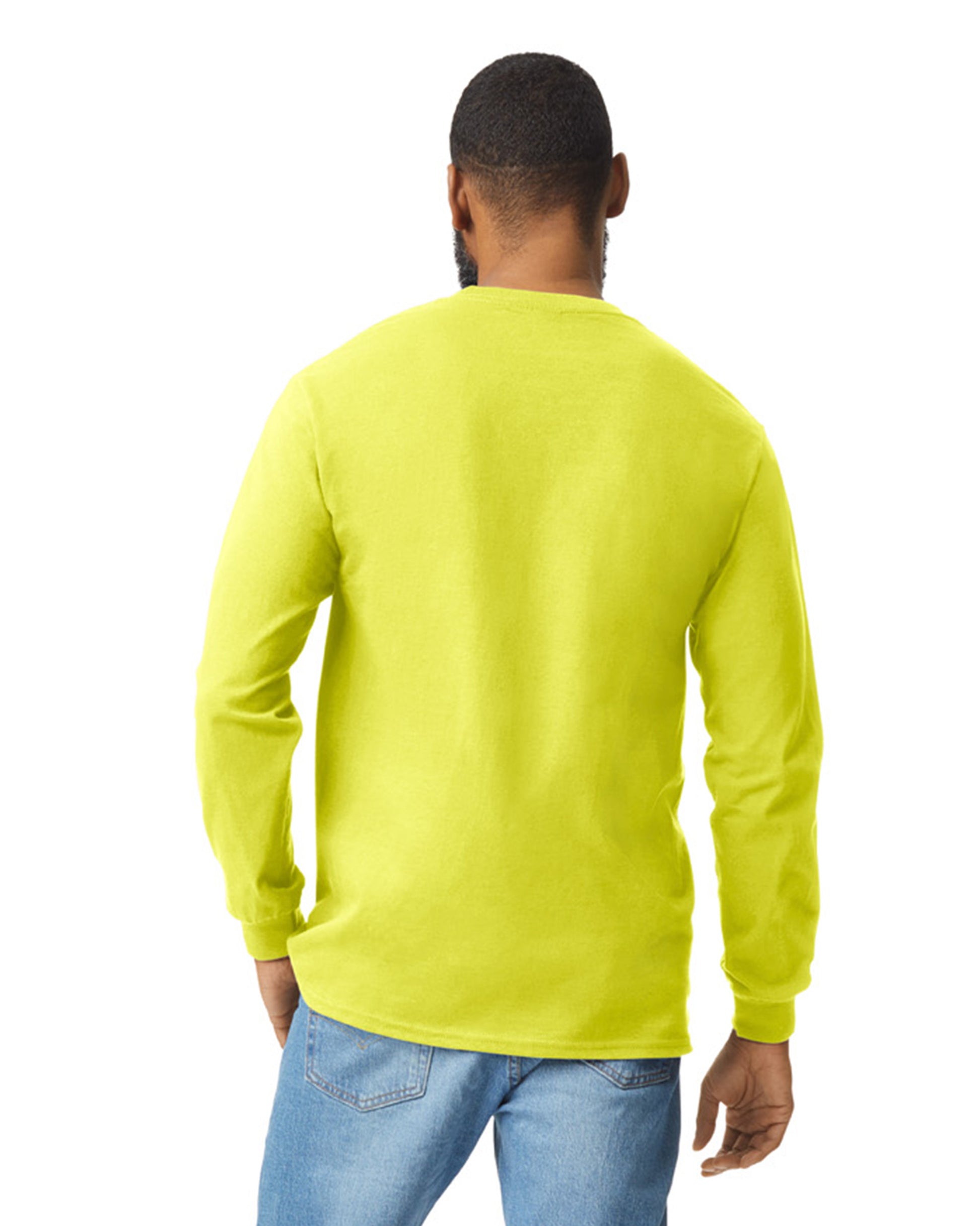Unisex Ultra Cotton® Long-Sleeve Pocket T-Shirt - High Viz Safety Green