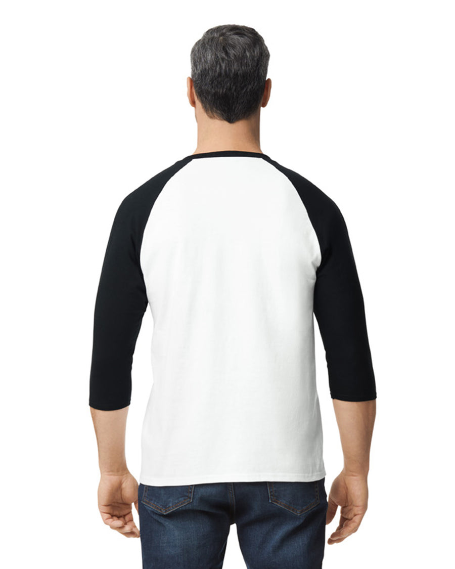 Unisex Heavy Cotton��� 3/4-Raglan Sleeve T-Shirt - White / Black