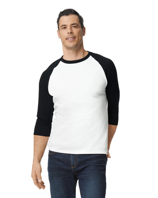 Unisex Heavy Cotton��� 3/4-Raglan Sleeve T-Shirt - White / Black