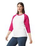Unisex Heavy Cotton��� 3/4-Raglan Sleeve T-Shirt - White / Heliconia