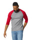 Gildan G570 - Unisex Heavy Cotton��� 3/4-Raglan Sleeve T-Shirt - Sport Gray / Red
