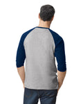 Unisex Heavy Cotton��� 3/4-Raglan Sleeve T-Shirt - Sport Gray / Navy