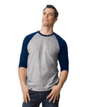 Unisex Heavy Cotton��� 3/4-Raglan Sleeve T-Shirt - Sport Gray / Navy
