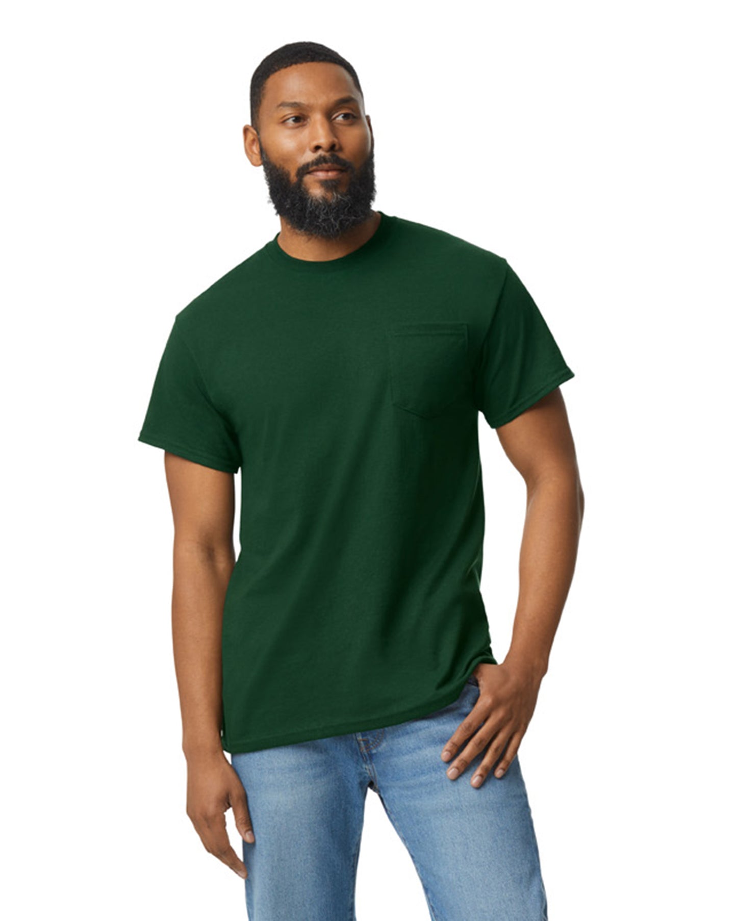 Unisex 50/50 Pocket T-Shirt - Forest Green