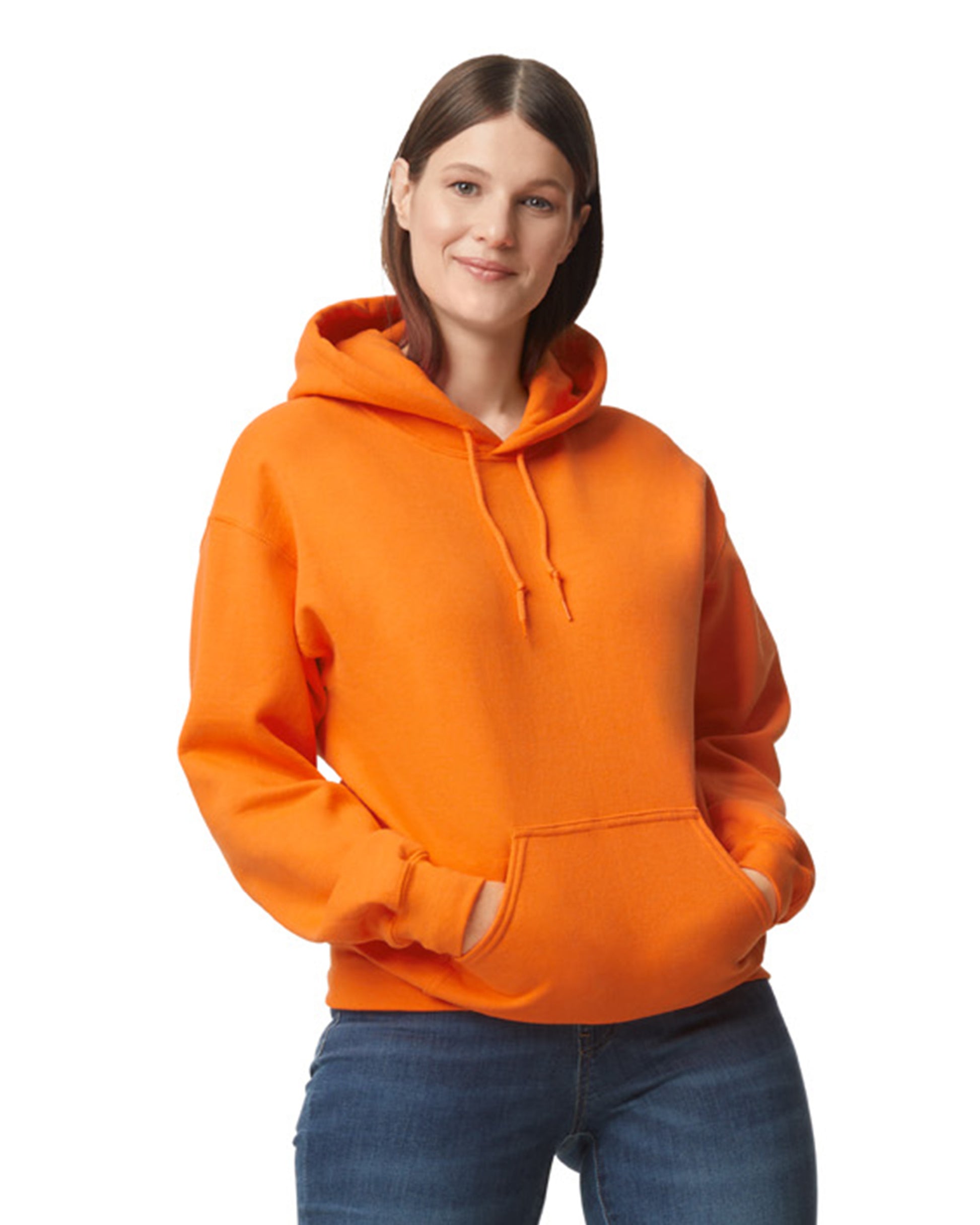 Unisex DryBlend®  50/50 Hoodie - High Viz Safety Orange