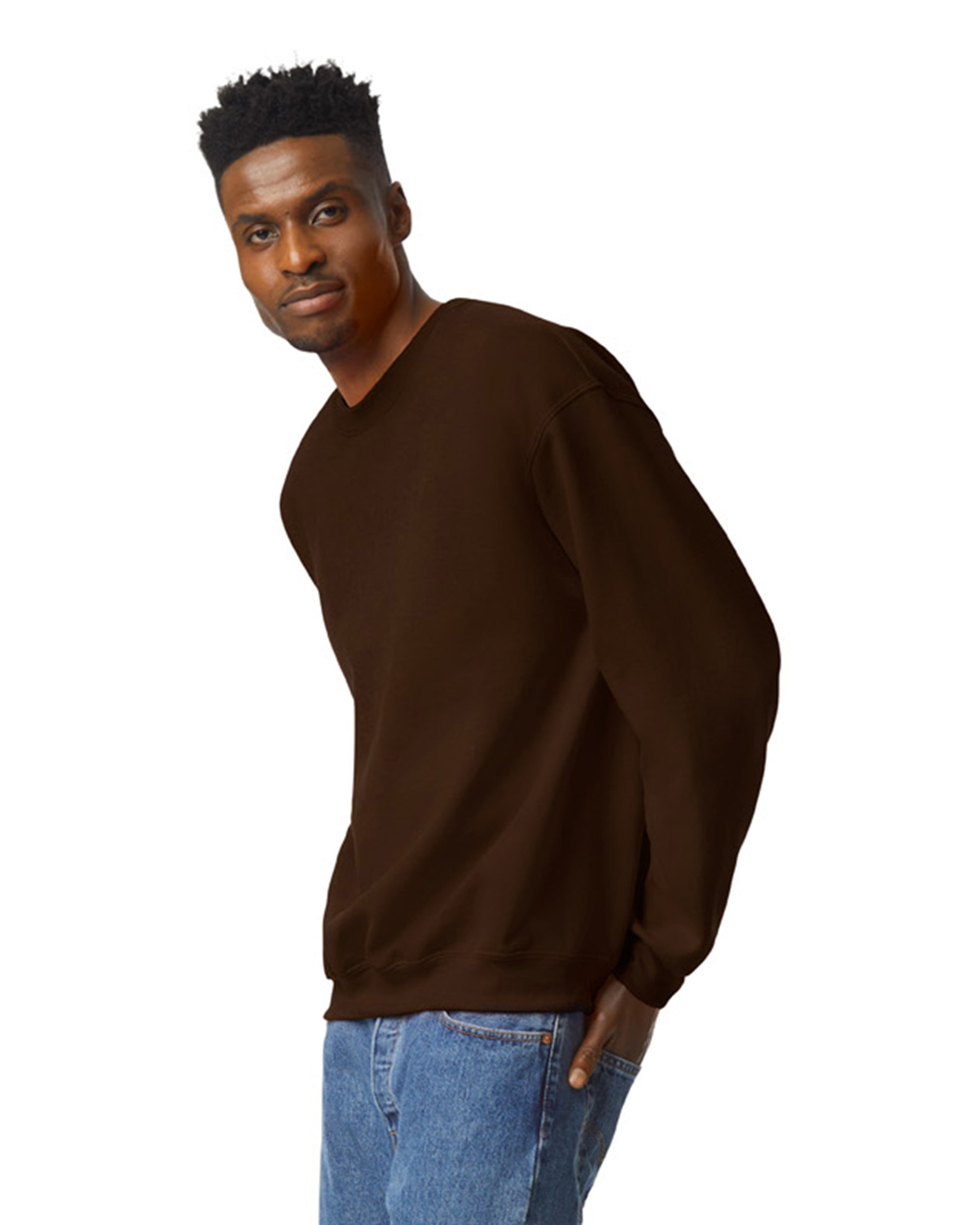 Unisex Heavy Blend���  50/50 Fleece Crew - Dark Chocolate