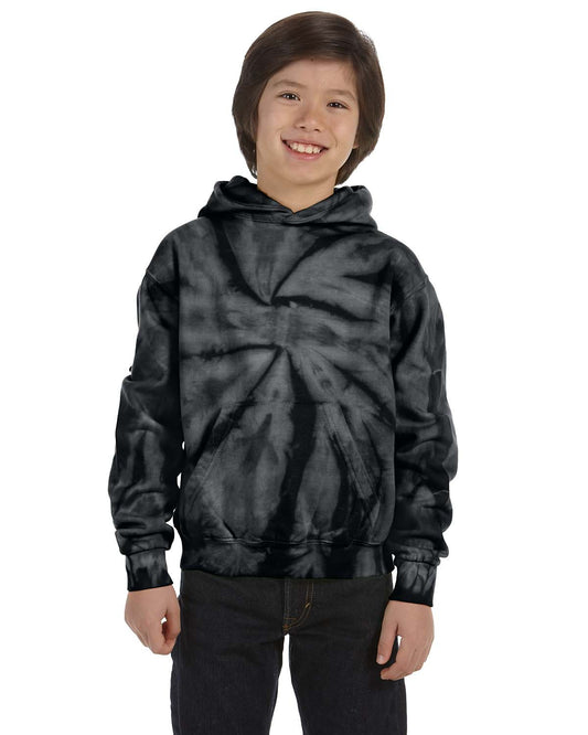 Youth Tie-Dyed Pullover Hoodie - Spider Black